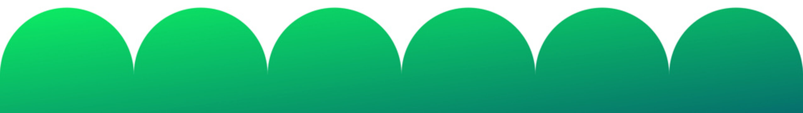 Row of cartoon-style fluffy green clouds on transparent background for digital design projects