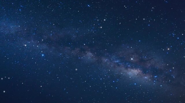 Night scene, mountains under bright colorful milky way galaxy. Space, Space and stars, imitation. Twinkling of pointed stars. Smooth rotation. Small Magellanic Cloud Galaxy exploration on deep space.