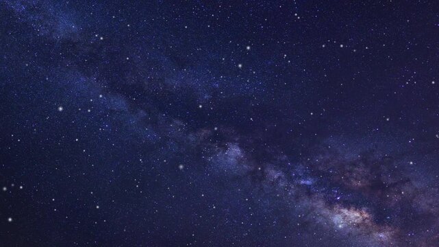 Night scene, mountains under bright colorful milky way galaxy. Space, Space and stars, imitation. Twinkling of pointed stars. Smooth rotation. Small Magellanic Cloud Galaxy exploration on deep space.