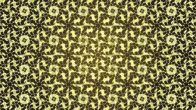 Procedural motion of Abstract golden Glowing Fractal Seamless Pattern