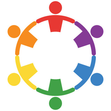 Colorful Illustration of Diverse People Holding Hands in Unity and Friendship