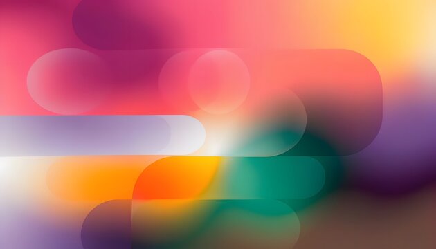Abstract vibrant gradient background with overlapping shapes. Modern graphic design and creative wallpaper. Colorful smooth geometric composition with soft lighting