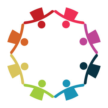 Colorful Circle of Diverse People Celebrating Together in Unity and Harmony