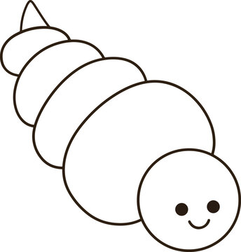 Cute seashell line art cartoon hand drawn minimal spiral shell outline icon for coloring book design