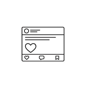 Social Media Post with Heart Like Line Icon