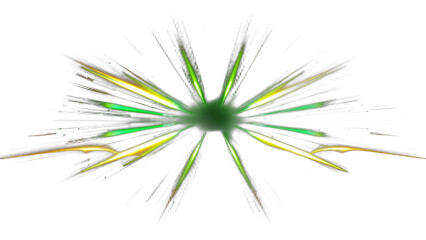 Obraz premium Abstract green and yellow light burst on black background