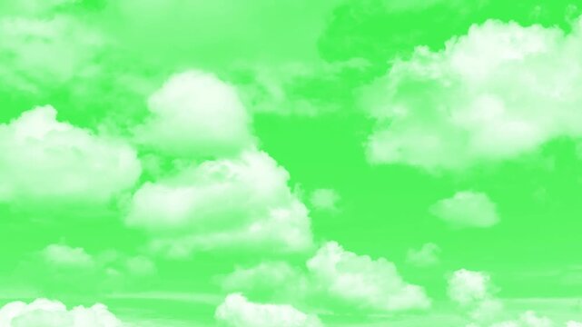 Puffy fluffy white cloud n cotton candy cumulus cloudscape moving, Low angle timelapse bright sun on blue summer sky with moving fluffy clouds, A blue sky green screen video featuring drifting 