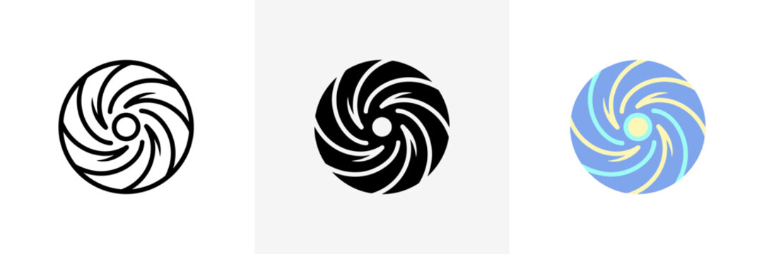 Abstract circular swirl spiral icons on a white background