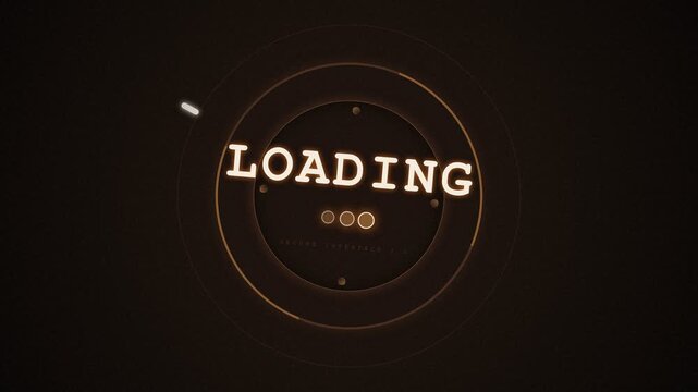 Digital Loading Screen with Golden Glow Circle Progress Indicator on Dark Background