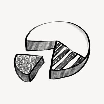 Pie chart, business analytics doodle