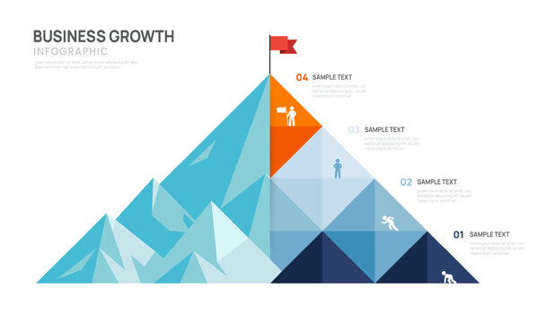 Mountain infographic success concept four steps timeline process. Infographic Timeline Presentation Template for Business. Vector illustration.