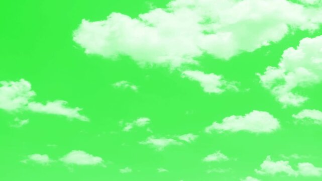 Clouds animation moving on green screen background, 4k isolated cloud on transparent background Loop. Growing white cloud on green screen chromakey background