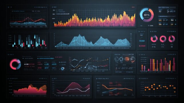 Business data dashboard for business intelligence analytics, marketing strategy planning, customer demand analysis, big data insights, sales performance tracking, predictive business forecasting, data