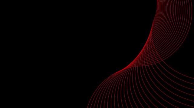 Ribbon line wave red color motion black background