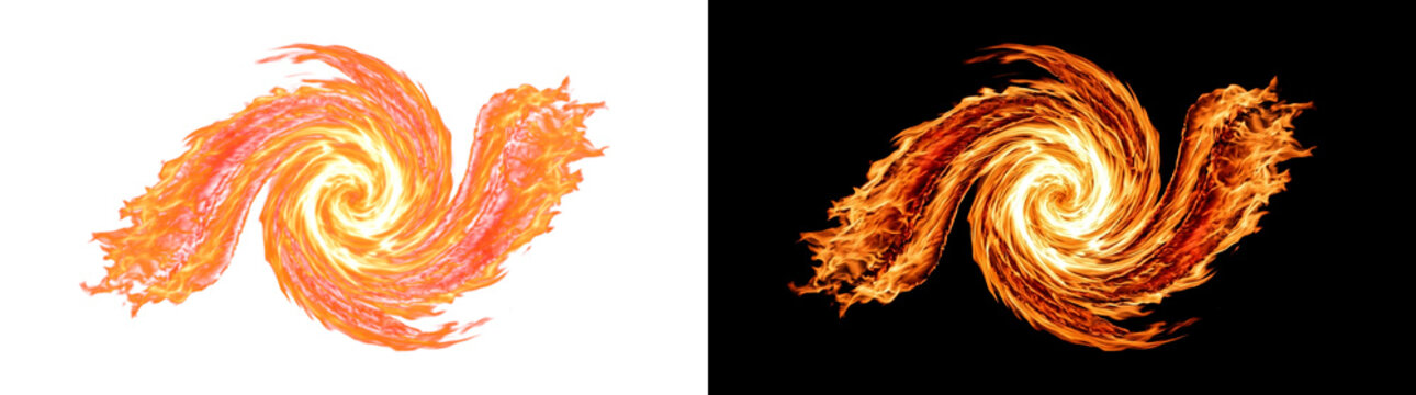 Curved Blazing Fletching Fire Overlay with Alpha Transparency for Motion Graphics