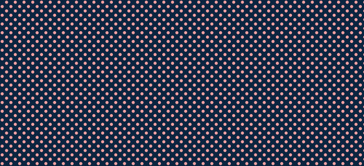 Dark blue pink circle polka dot pattern. Repeat seamless design for fabric, wallpaper, and textile backdrop. Modern graphic texture. © V_DotStudio