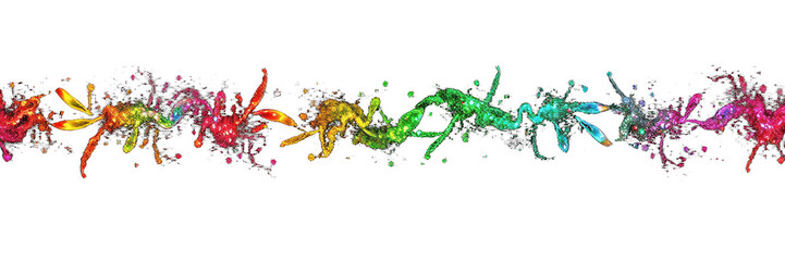 Obraz premium Rainbow paint splash abstract art border