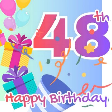 Colorful 48th Birthday Celebration with Balloons and Gifts