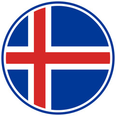Fototapeta premium Iceland Flag Circle Badge Icon Transparent SVG Vector