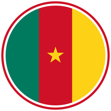 Cameroon Flag Circle Badge Icon Transparent SVG Vector