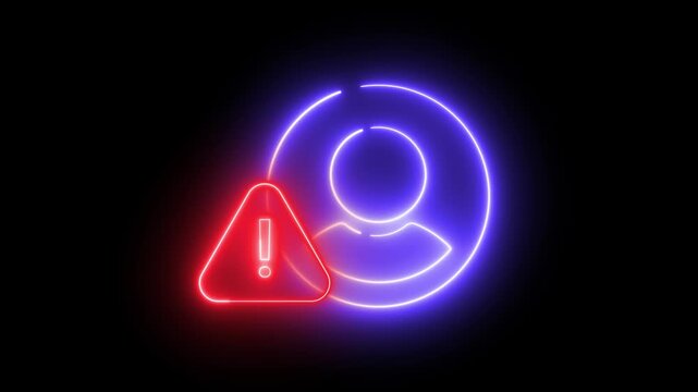 Neon red caution sign warns user about potential error