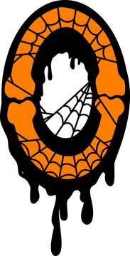Halloween Number 0 Made of Bones and Spiderwebs Illustration
