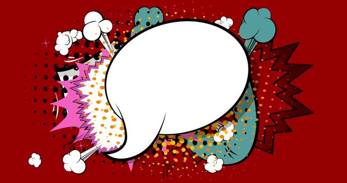Cartoon background animation, comic book backdrop video. Retro comics pop art design.