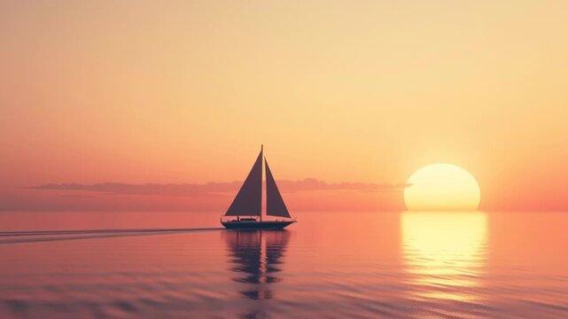 Sailboat sailing on the ocean at sunset