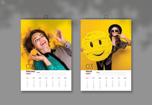 2027 New Year Wall Calendar Layout