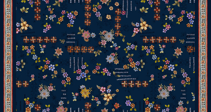 Seamless All Over Pattern Background Abstract Flowers Background
