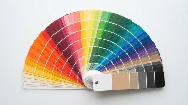 Professional color swatch fan deck isolated on white background