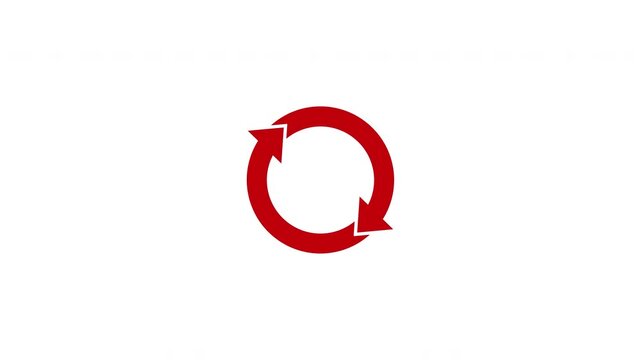 Red circular loading arrows rotating on transparent background for refresh and sync concept