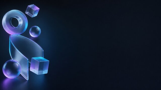 Transparent Gender Symbols in Blue and Purple Neon Light on Dark Background