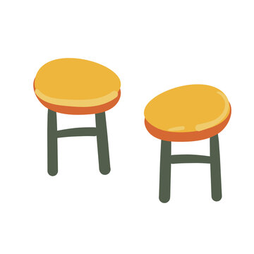 Cute wooden stool chairs element illustration