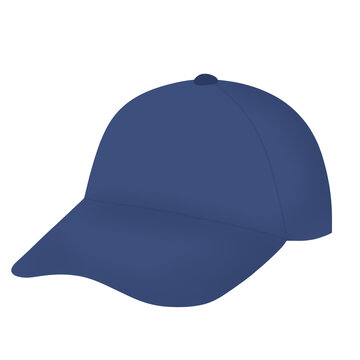 Dark blue baseball cap or sports hat. Clean flat design graphic element for apparel, headwear, casual fashion, sports equipment, and outdoor accessories