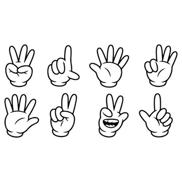 PrintHand and Finger Gestures Collection Outline Vector Icons