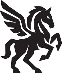 Fototapeta premium Black linear equine silhouette graphic design for emblem art Geometric stylized stallion logo icon on white background Tribal horse vector illustration with flowing mane silhouette