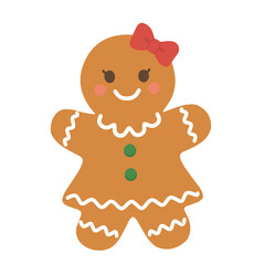 Obraz premium Cute Gingerbread Woman Christmas Cookie PNG Illustration