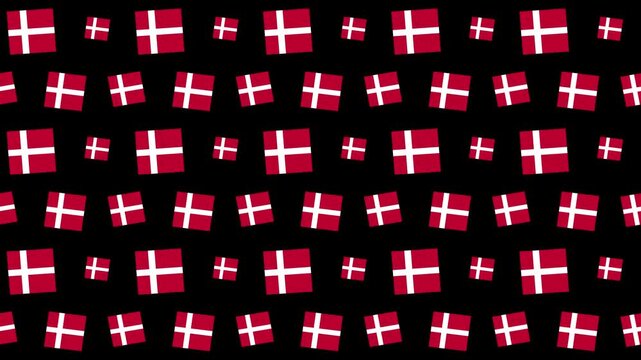 Seamless Pattern of Small Danish National Flags on a Dark Background
