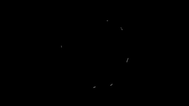 Dynamic cartoon explosion effects with sparks and flares, black background motion graphic.