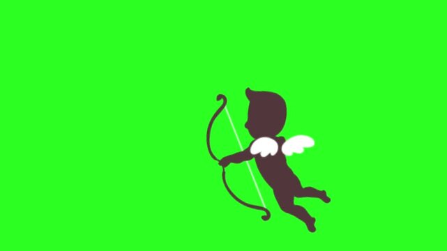 Animated Cupid Arrow Piercing Heart Symbol Loop on Green Screen Background
