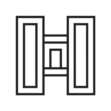 Minimalist geometric letter H logo, modern architectural building icon, abstract linear monogram vector for corporate branding