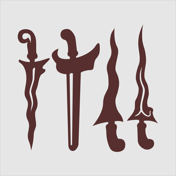 Traditional Indonesian Keris Dagger Vector Illustration