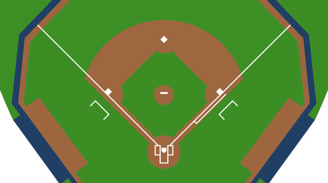 Baseball Diamond Aerial View With Bases And Pitcher Mound