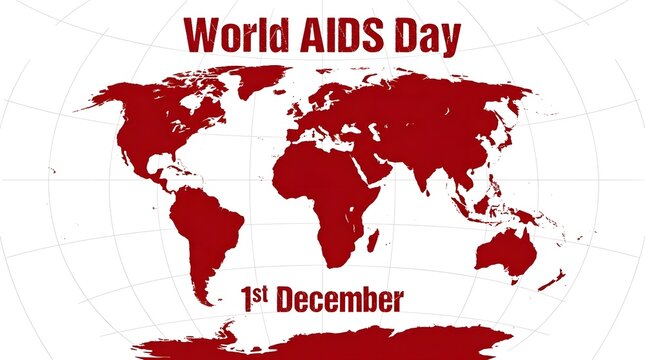 World aids day illustration with a red world map and awareness message