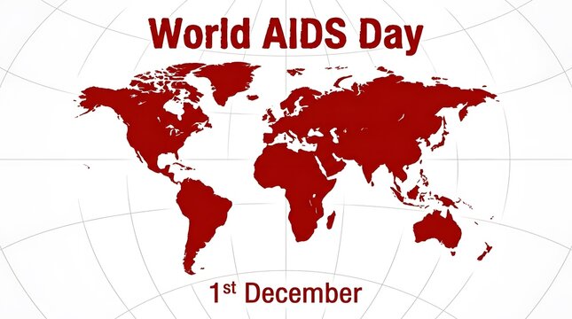 World aids day awareness illustration with a red world map and text overlay