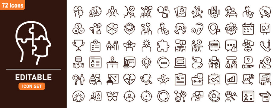 Set of 72 hand drawn business and communication doodle icons for office work and professional projects