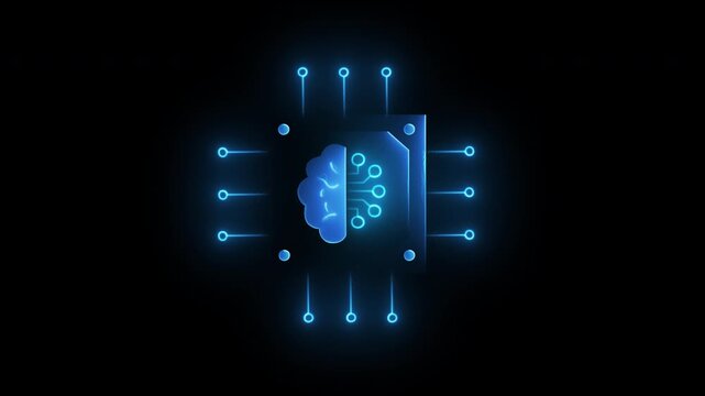 Artificial Intelligence technology with smart brain chip on transparent background