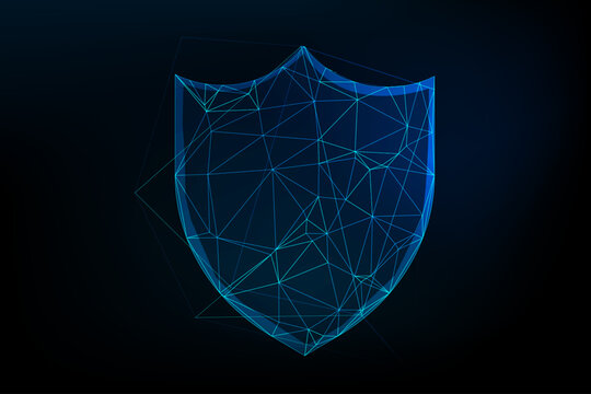 Abstract geometric shield design with wireframe mesh pattern illustration