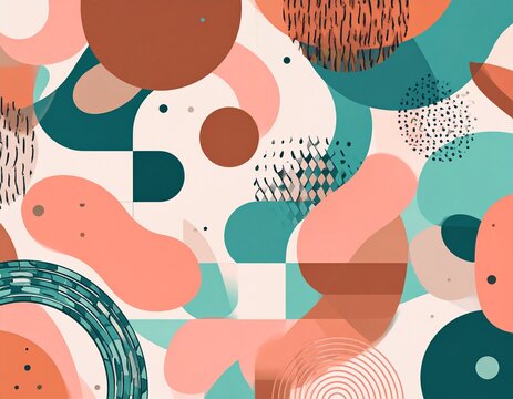 Abstract seamless pattern with flowing curves and broken checkerboard texture in pastel tones